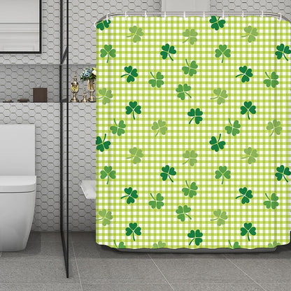 St. Patrick's Day Buffalo Plaid Print Polyester Shower Curtain