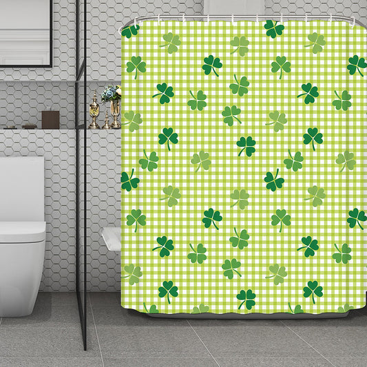 St. Patrick's Day Buffalo Plaid Print Polyester Shower Curtain