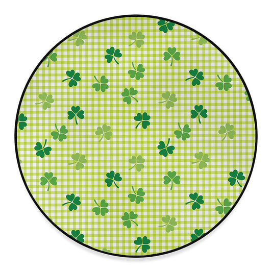 St. Patrick's Day Buffalo Plaid Print Round Floor Mat