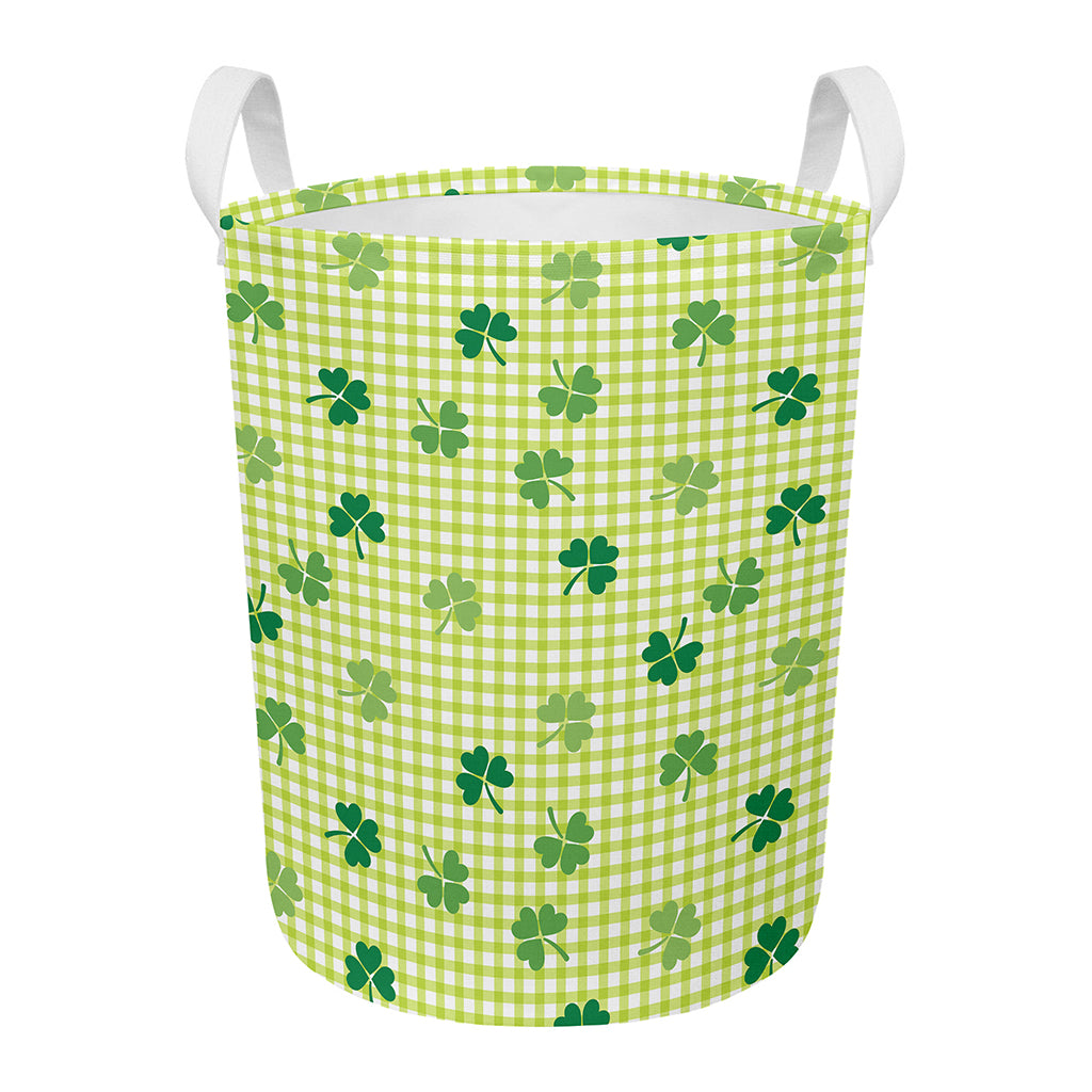 St. Patrick's Day Buffalo Plaid Print Round Laundry Basket