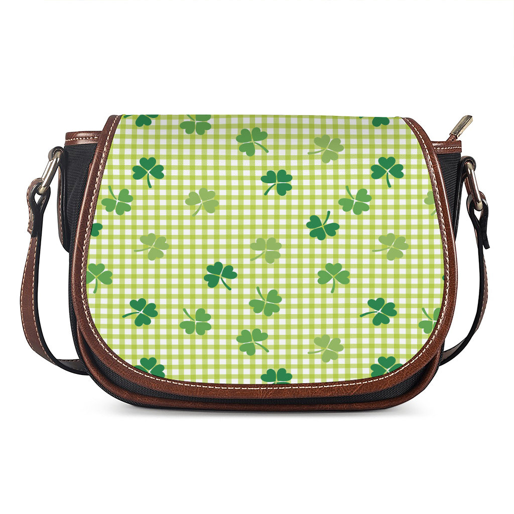 St. Patrick's Day Buffalo Plaid Print Saddle Bag