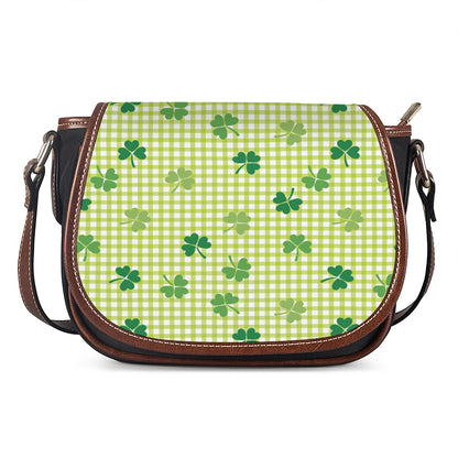 St. Patrick's Day Buffalo Plaid Print Saddle Bag