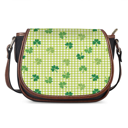 St. Patrick's Day Buffalo Plaid Print Saddle Bag