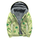 St. Patrick's Day Buffalo Plaid Print Sherpa Lined Zip Up Hoodie