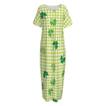 St. Patrick's Day Buffalo Plaid Print Short Sleeve Long Nightdress
