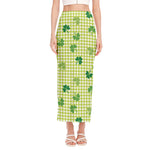St. Patrick's Day Buffalo Plaid Print Side Slit Maxi Skirt