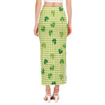 St. Patrick's Day Buffalo Plaid Print Side Slit Maxi Skirt