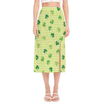 St. Patrick's Day Buffalo Plaid Print Side Slit Midi Skirt