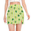St. Patrick's Day Buffalo Plaid Print Side Slit Mini Skirt