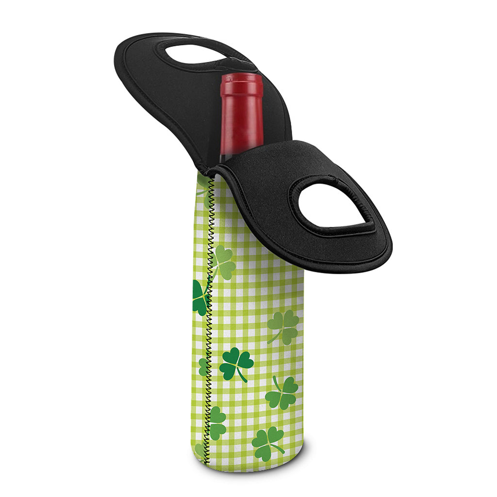 St. Patrick's Day Buffalo Plaid Print Single Neoprene Wine Tote