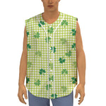 St. Patrick's Day Buffalo Plaid Print Sleeveless Baseball Jersey