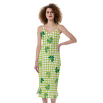 St. Patrick's Day Buffalo Plaid Print Slim Fit Midi Cami Dress