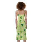 St. Patrick's Day Buffalo Plaid Print Slim Fit Midi Cami Dress