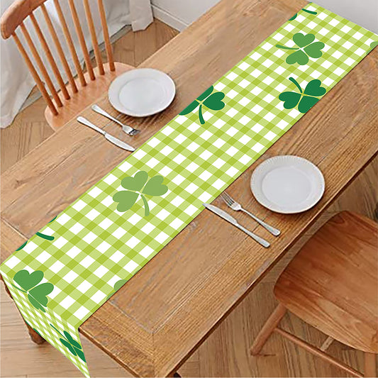 St. Patrick's Day Buffalo Plaid Print Table Runner