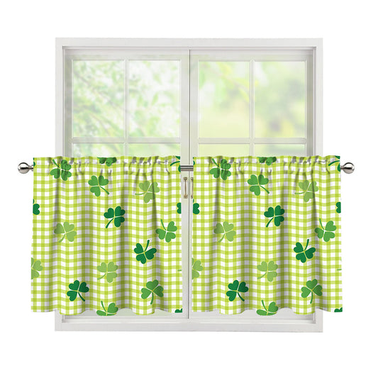 St. Patrick's Day Buffalo Plaid Print Tier Curtains
