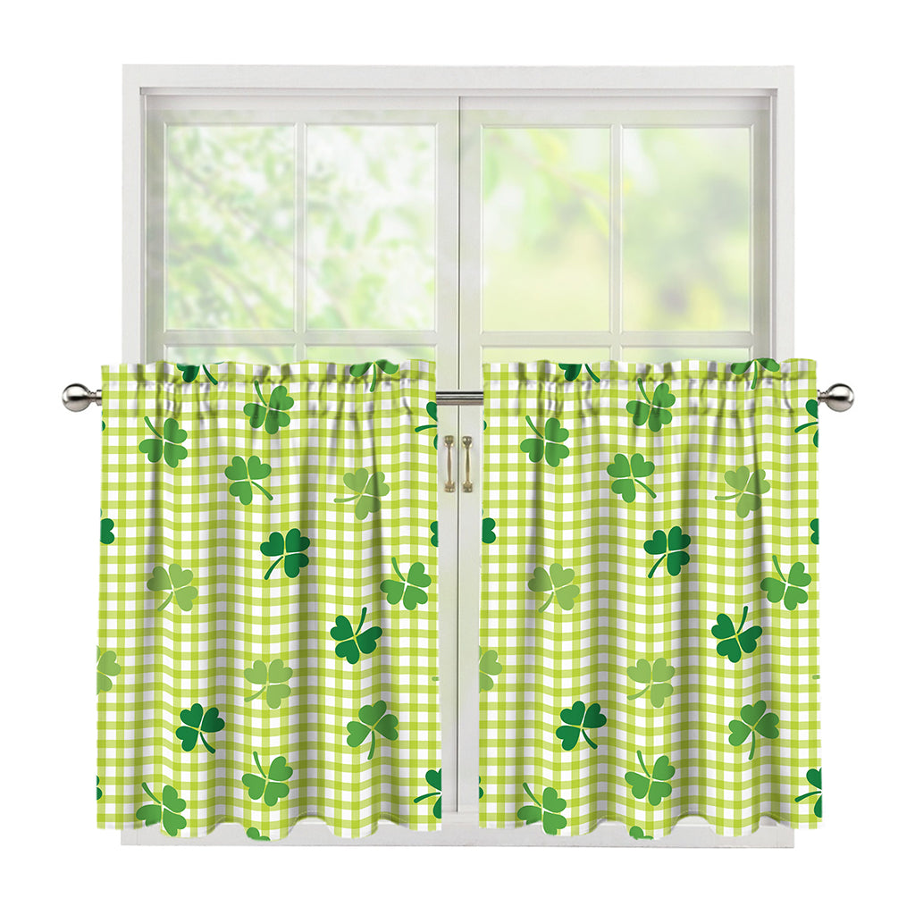 St. Patrick's Day Buffalo Plaid Print Tier Curtains