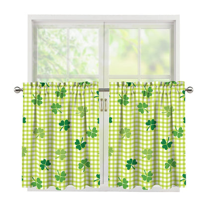 St. Patrick's Day Buffalo Plaid Print Tier Curtains