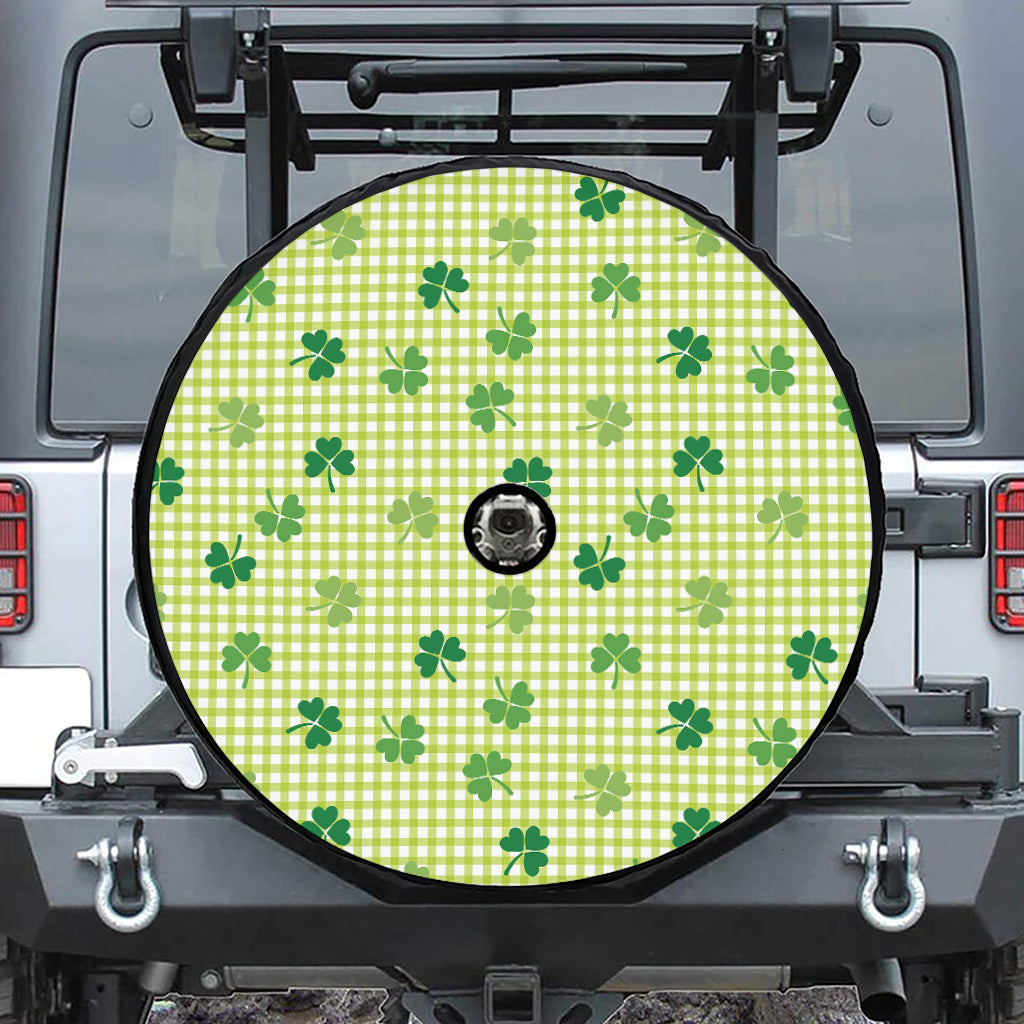 St. Patrick's Day Buffalo Plaid Print Tire Cover With Camera Hole