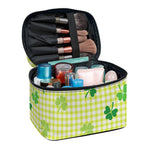 St. Patrick's Day Buffalo Plaid Print Travel Makeup Bag