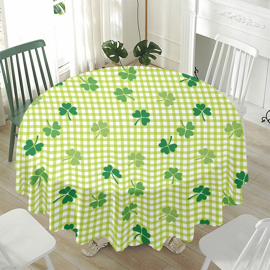 St. Patrick's Day Buffalo Plaid Print Waterproof Round Tablecloth