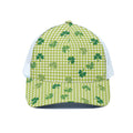 St. Patrick's Day Buffalo Plaid Print White Mesh Trucker Hat