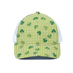 St. Patrick's Day Buffalo Plaid Print White Mesh Trucker Cap