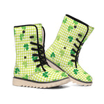 St. Patrick's Day Buffalo Plaid Print Winter Boots