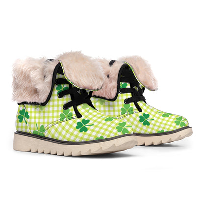 St. Patrick's Day Buffalo Plaid Print Winter Boots