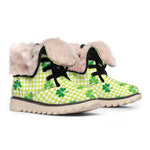St. Patrick's Day Buffalo Plaid Print Winter Boots