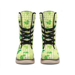 St. Patrick's Day Buffalo Plaid Print Winter Boots