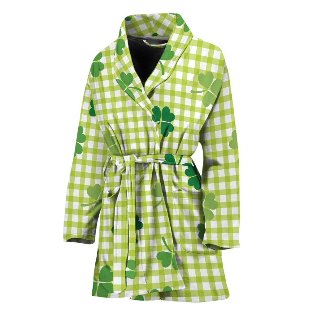 St. Patrick's Day Buffalo Plaid Print Women's Bathrobe
