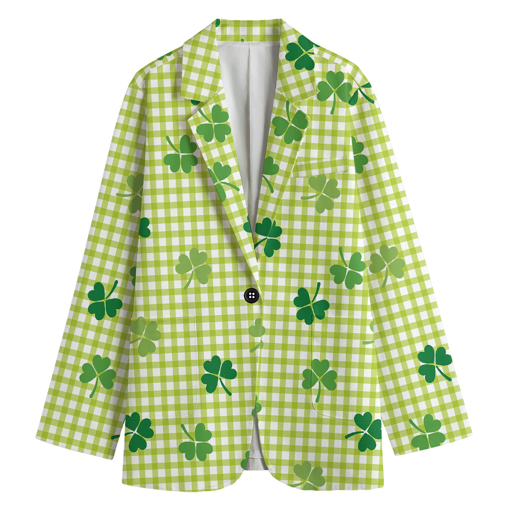 St. Patrick's Day Buffalo Plaid Print Women's Blazer