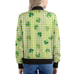 St. Patrick's Day Buffalo Plaid Print Women's Bomber Jacket