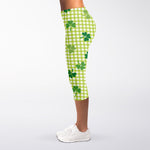 St. Patrick's Day Buffalo Plaid Print Women's Capri Leggings