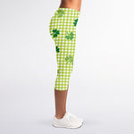 St. Patrick's Day Buffalo Plaid Print Women's Capri Leggings