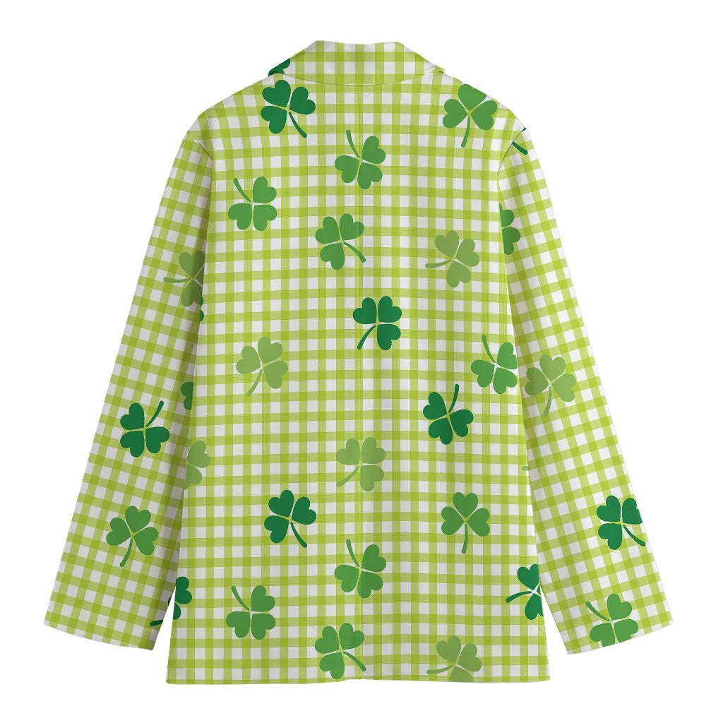 St. Patrick's Day Buffalo Plaid Print Women's Cotton Blazer