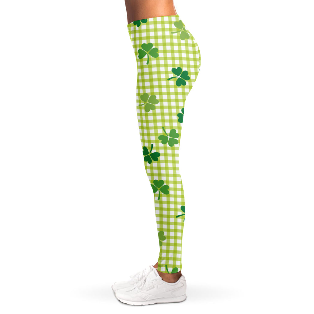St. Patrick's Day Buffalo Plaid Print Women's Leggings