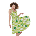 St. Patrick's Day Buffalo Plaid Print Sleeveless Knee Length Dress