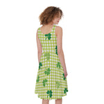 St. Patrick's Day Buffalo Plaid Print Women's Sleeveless Dress