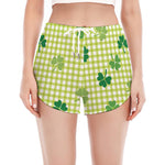 St. Patrick's Day Buffalo Plaid Print Women's Split Running Shorts