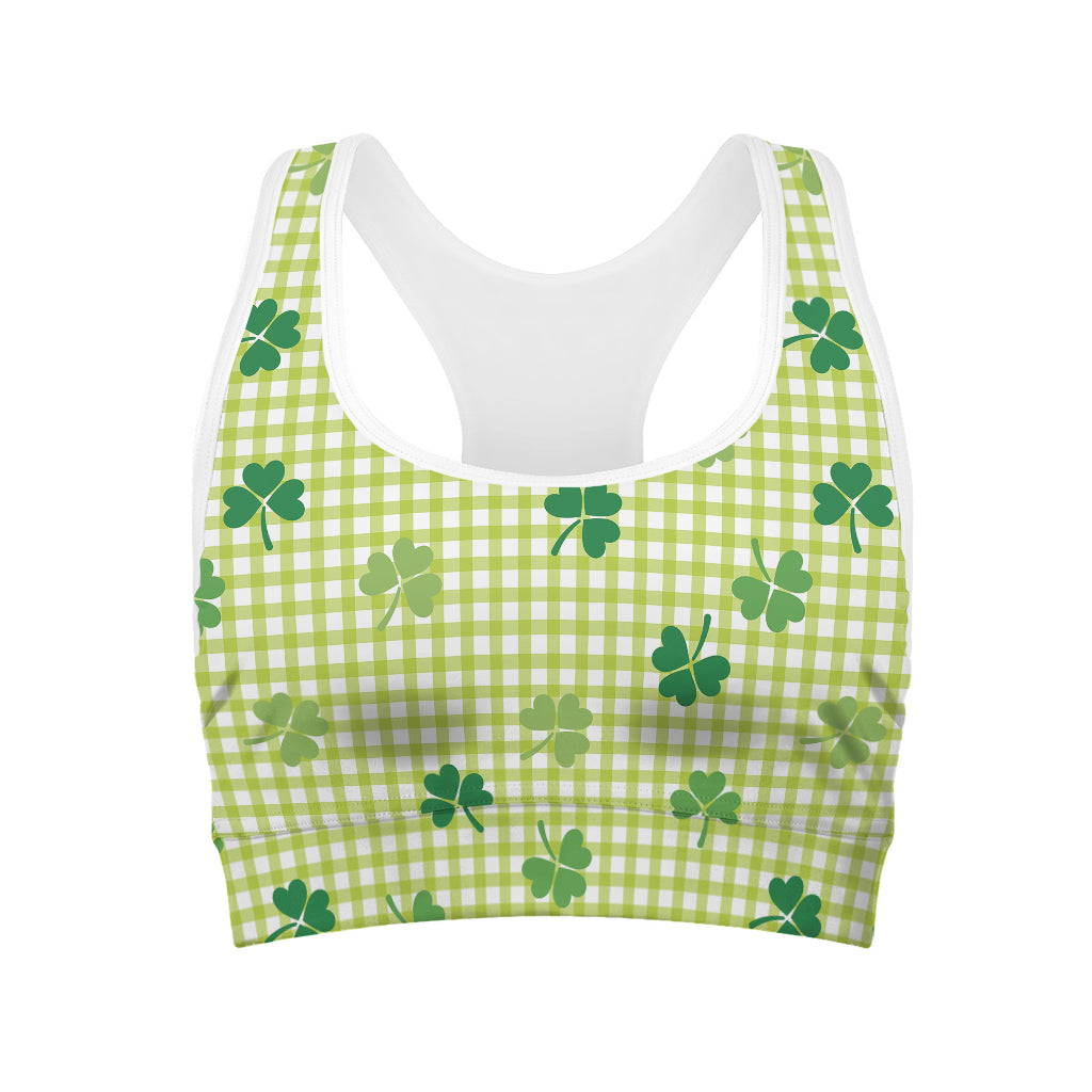 St. Patrick's Day Buffalo Plaid Print Women's Sports Bra