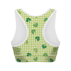 St. Patrick's Day Buffalo Plaid Print Women's Sports Bra