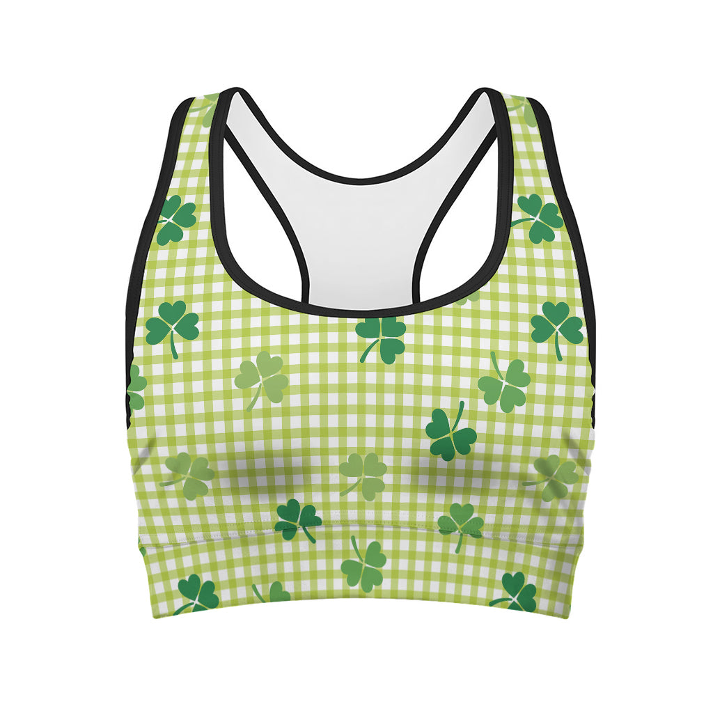 St. Patrick's Day Buffalo Plaid Print Women's Sports Bra