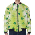 St. Patrick's Day Buffalo Plaid Print Zip Sleeve Bomber Jacket