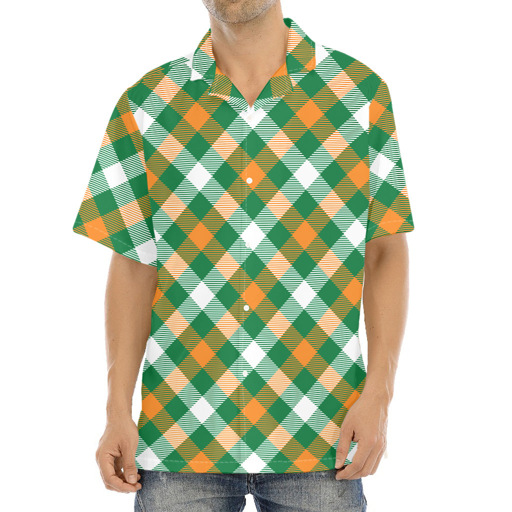 St. Patrick's Day Plaid Pattern Print Aloha Shirt