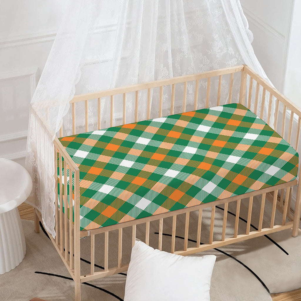 St. Patrick's Day Plaid Pattern Print Baby Crib Sheet