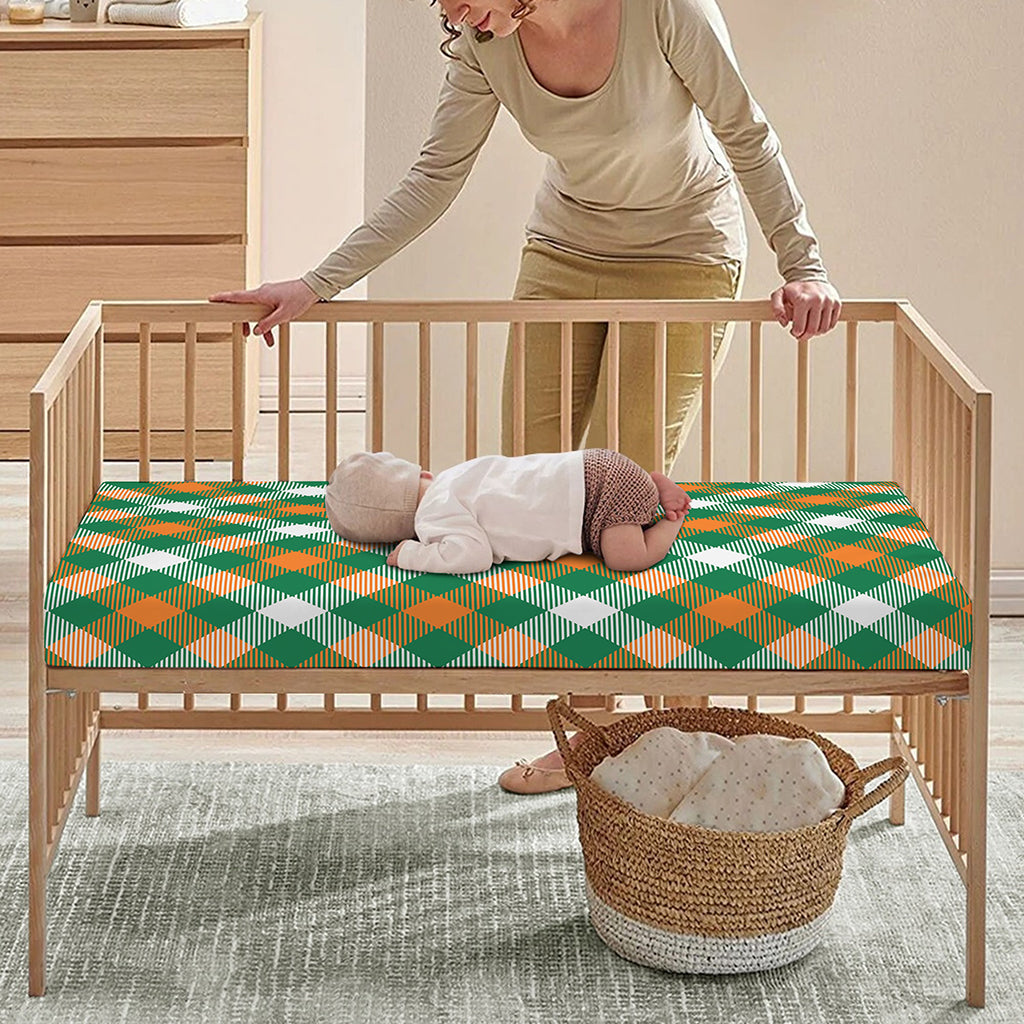 St. Patrick's Day Plaid Pattern Print Baby Crib Sheet