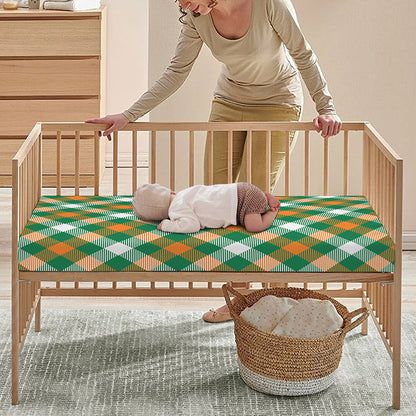 St. Patrick's Day Plaid Pattern Print Baby Crib Sheet