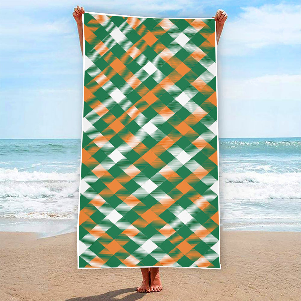 St. Patrick's Day Plaid Pattern Print Beach Towel