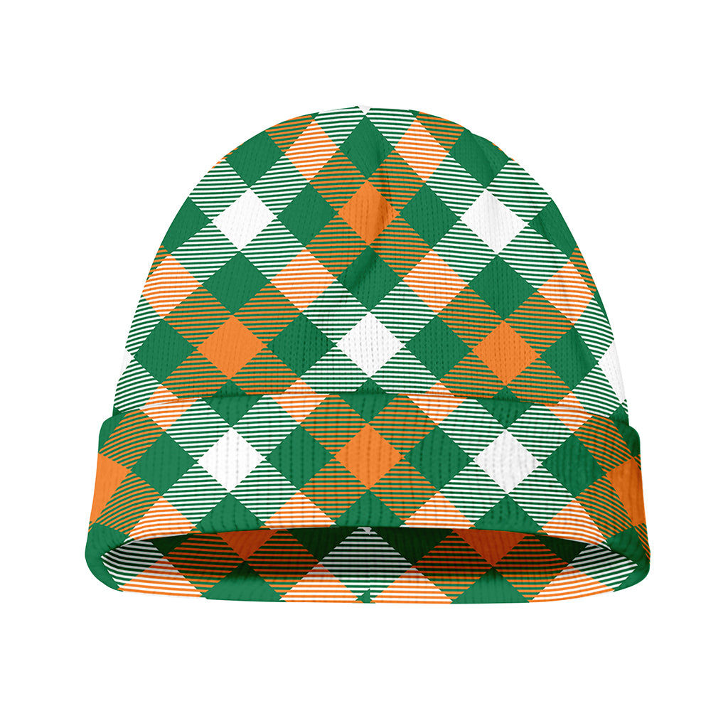 St. Patrick's Day Plaid Pattern Print Beanie